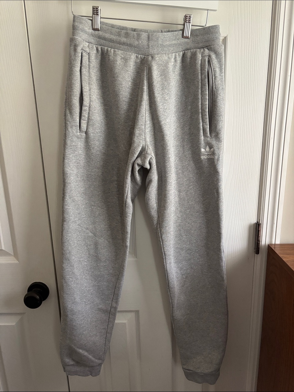 adidas Light Gray Trefoil Fleece Joggers